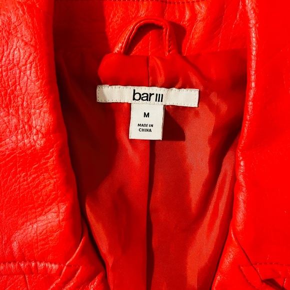 Bar III Bold Vermilion red- orange faux leather jacket - Picture 4 of 6